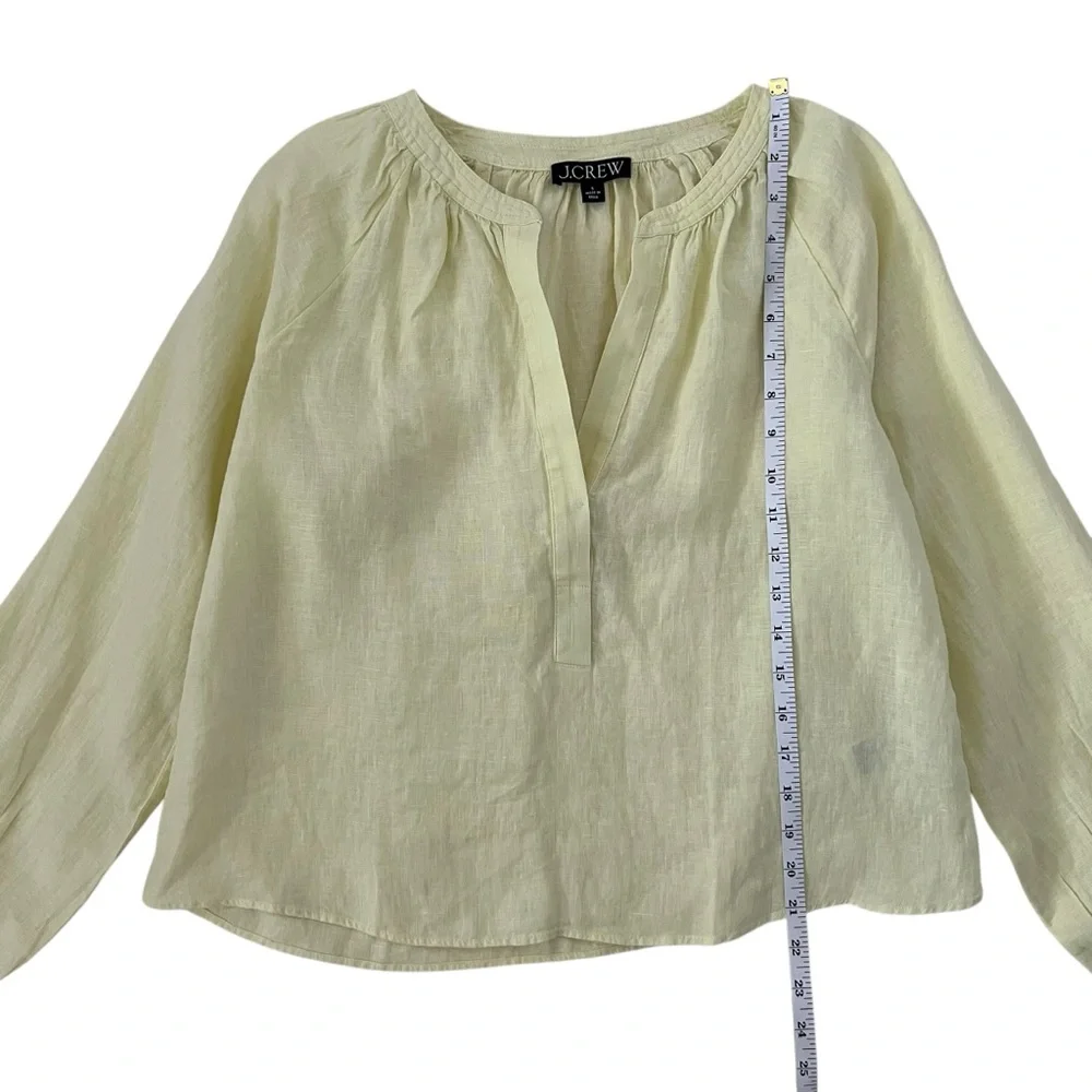 J. Crew Pale Yellow Linen Peasant Blouse - Picture 11 of 13